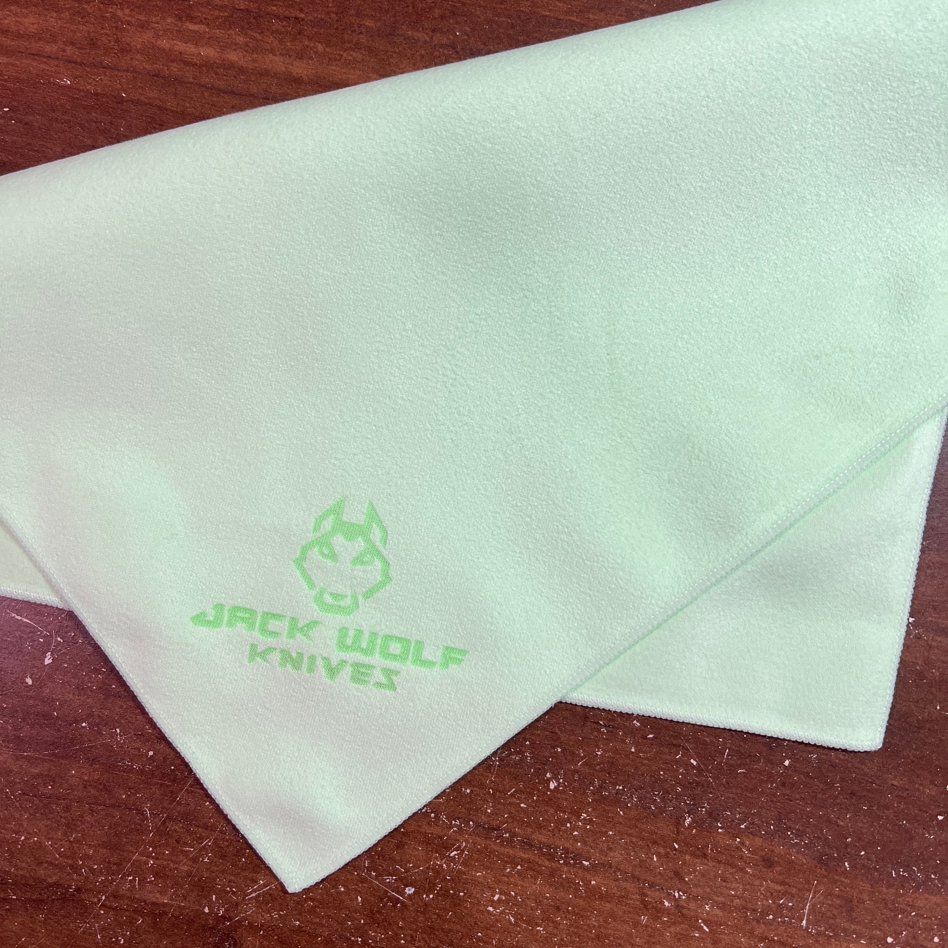 Microfiber Cloth Jack Wolf Knives Logo - Green 12 x 12