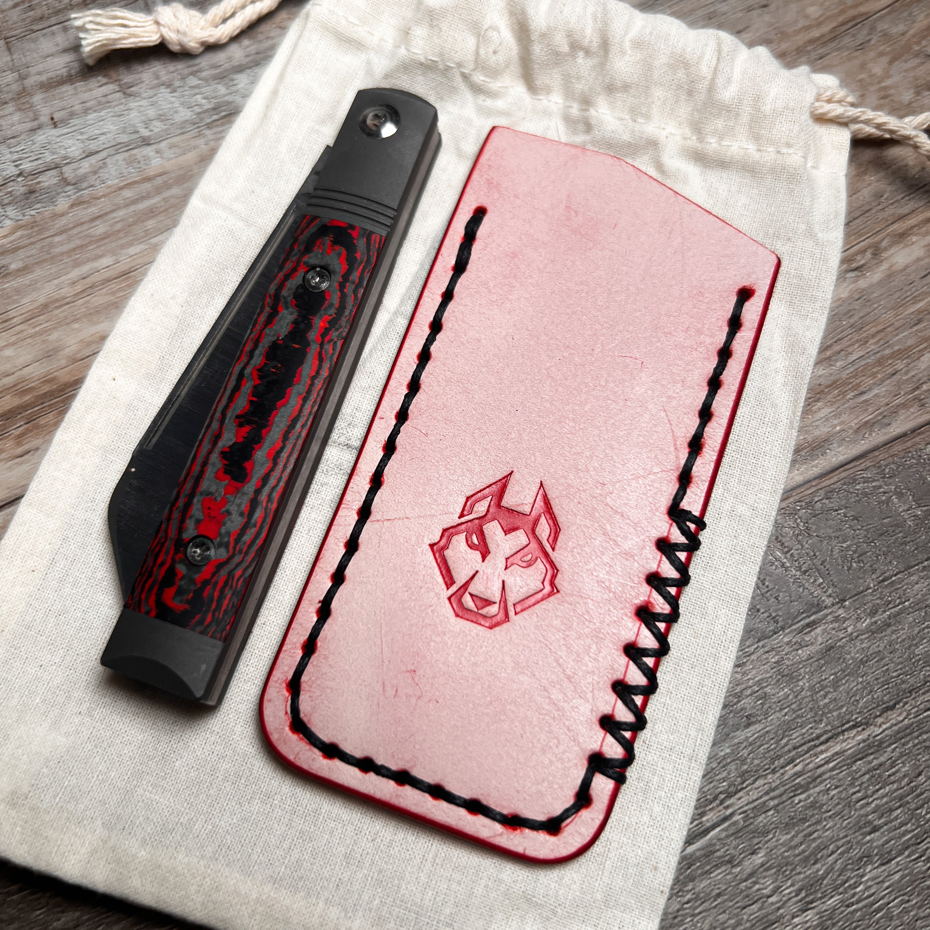 Northwoods Leatherworks Slip - Red Ghost Leather Buttero Black Thread