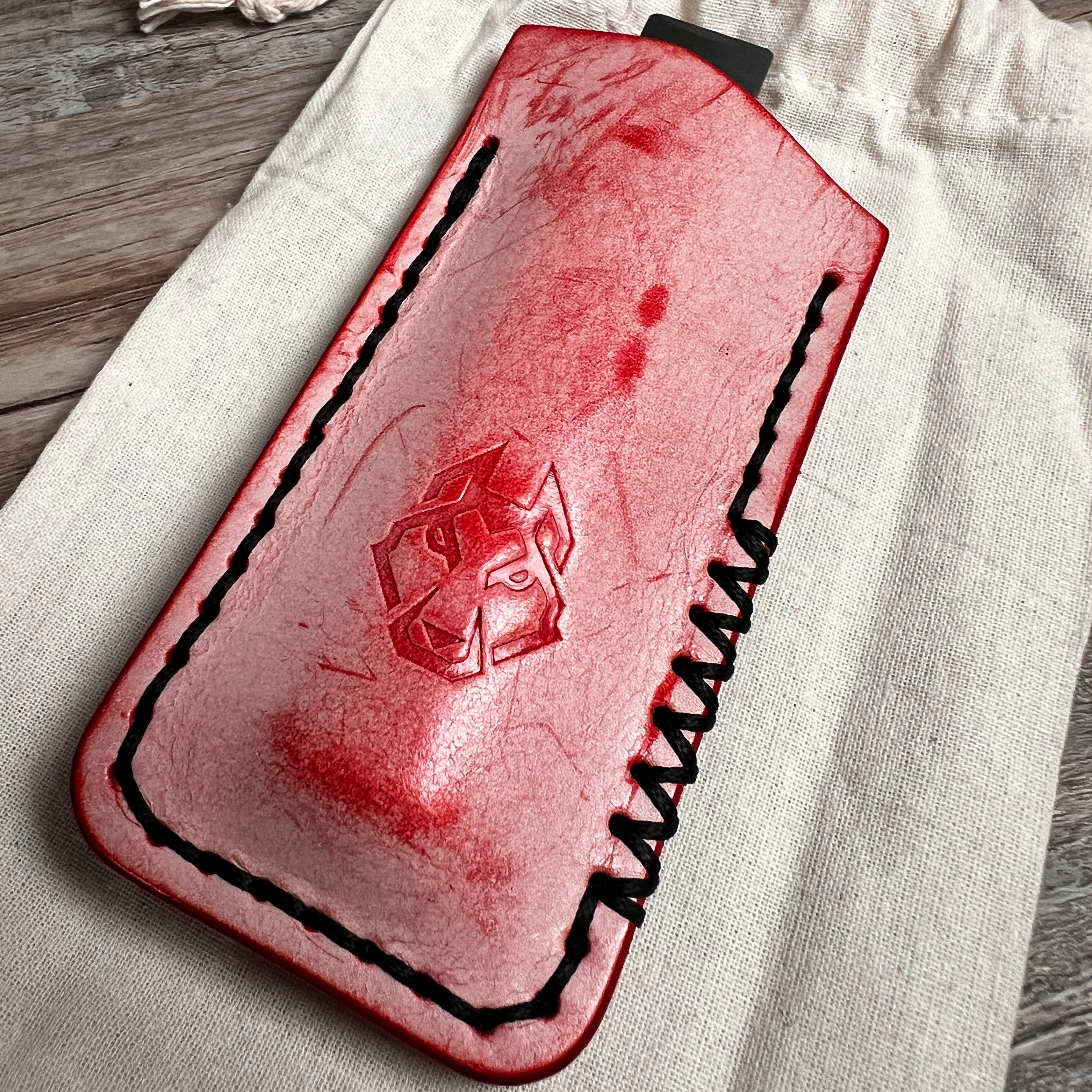 Northwoods Leatherworks Slip - Red Ghost Leather Buttero Black Thread