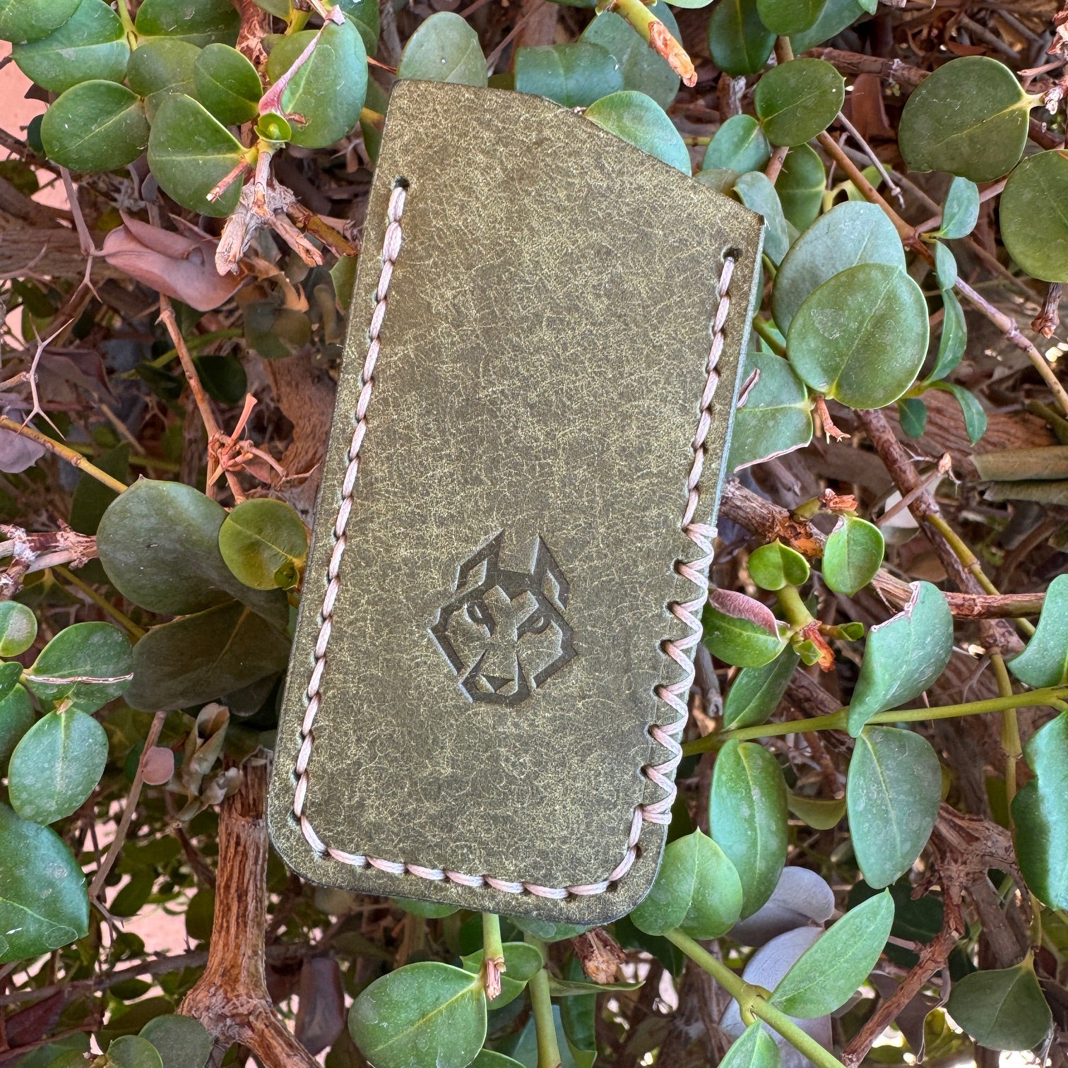 Northwoods Leatherworks Slip - Olive Pueblo Beige Thread
