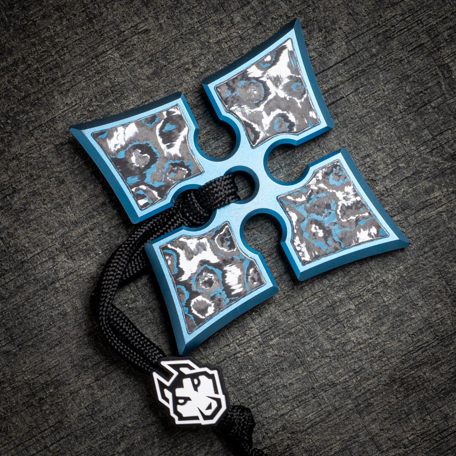 Jaxx Square - Ti Light Blue Anodize Inlay Fat Carbon Frost