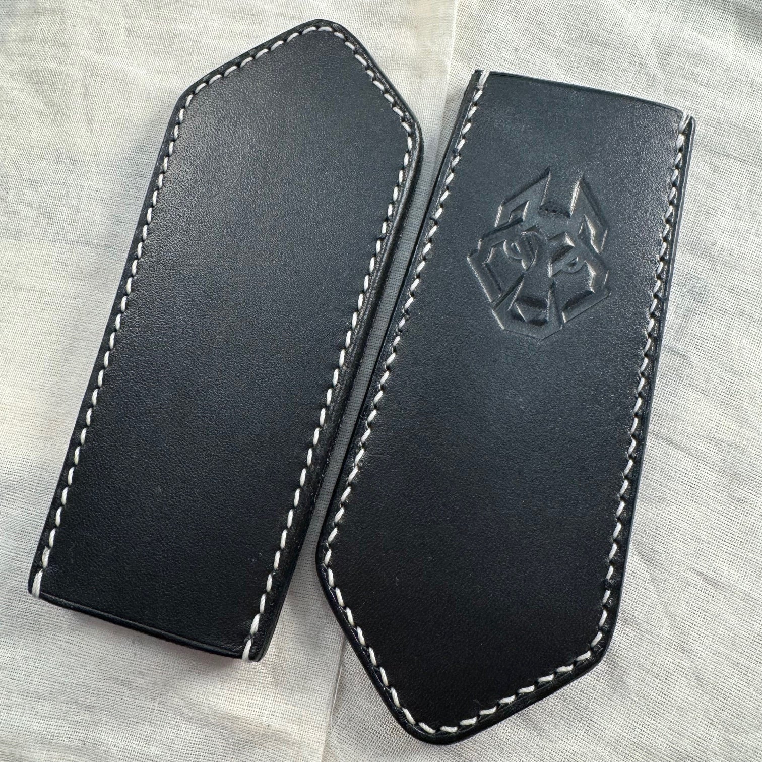 Midnight FIXedc Leather Slip - Black Leather White Thread