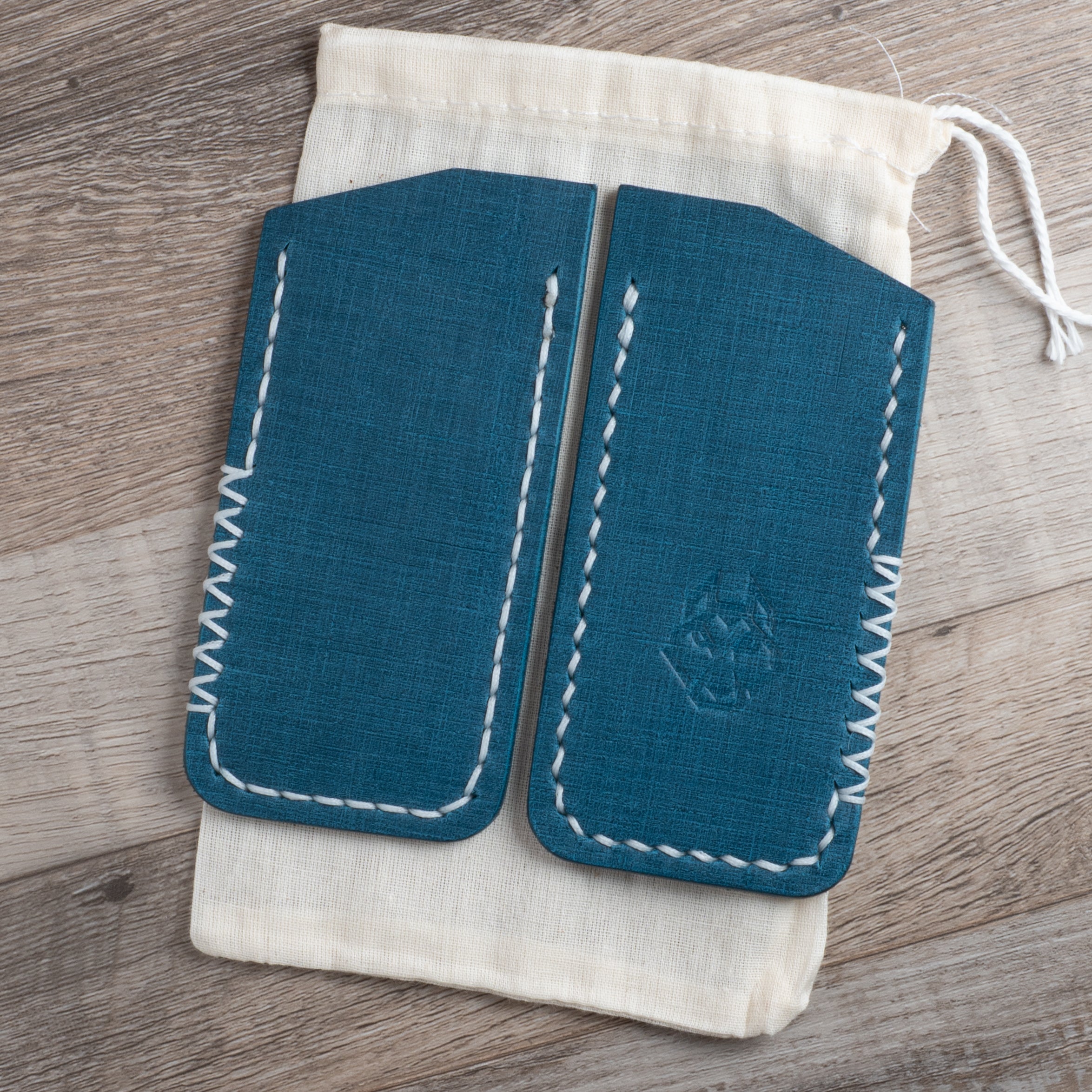 Northwoods Leatherworks Slip - Denim Grid Leather White Thread