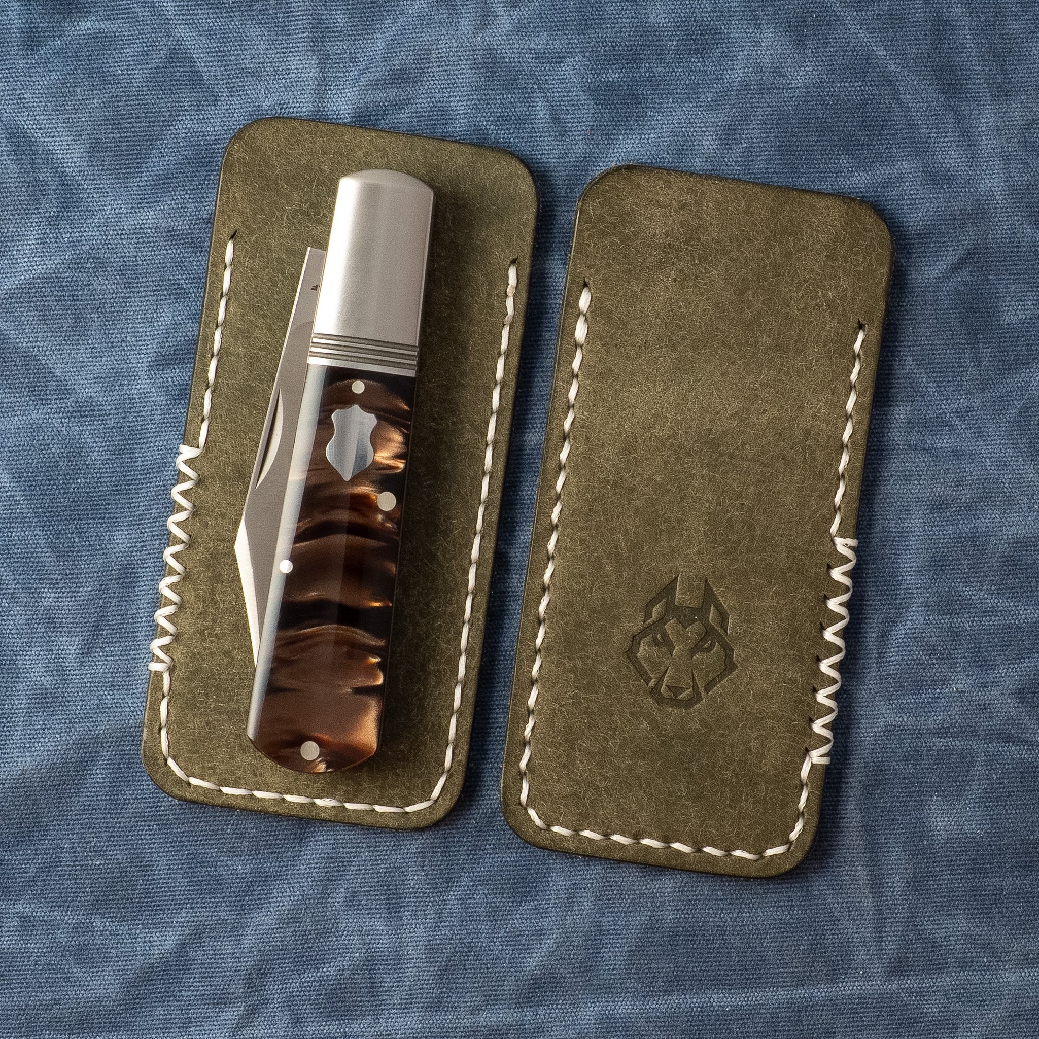 Northwoods Leatherworks Slip - Grey Pueblo White Thread