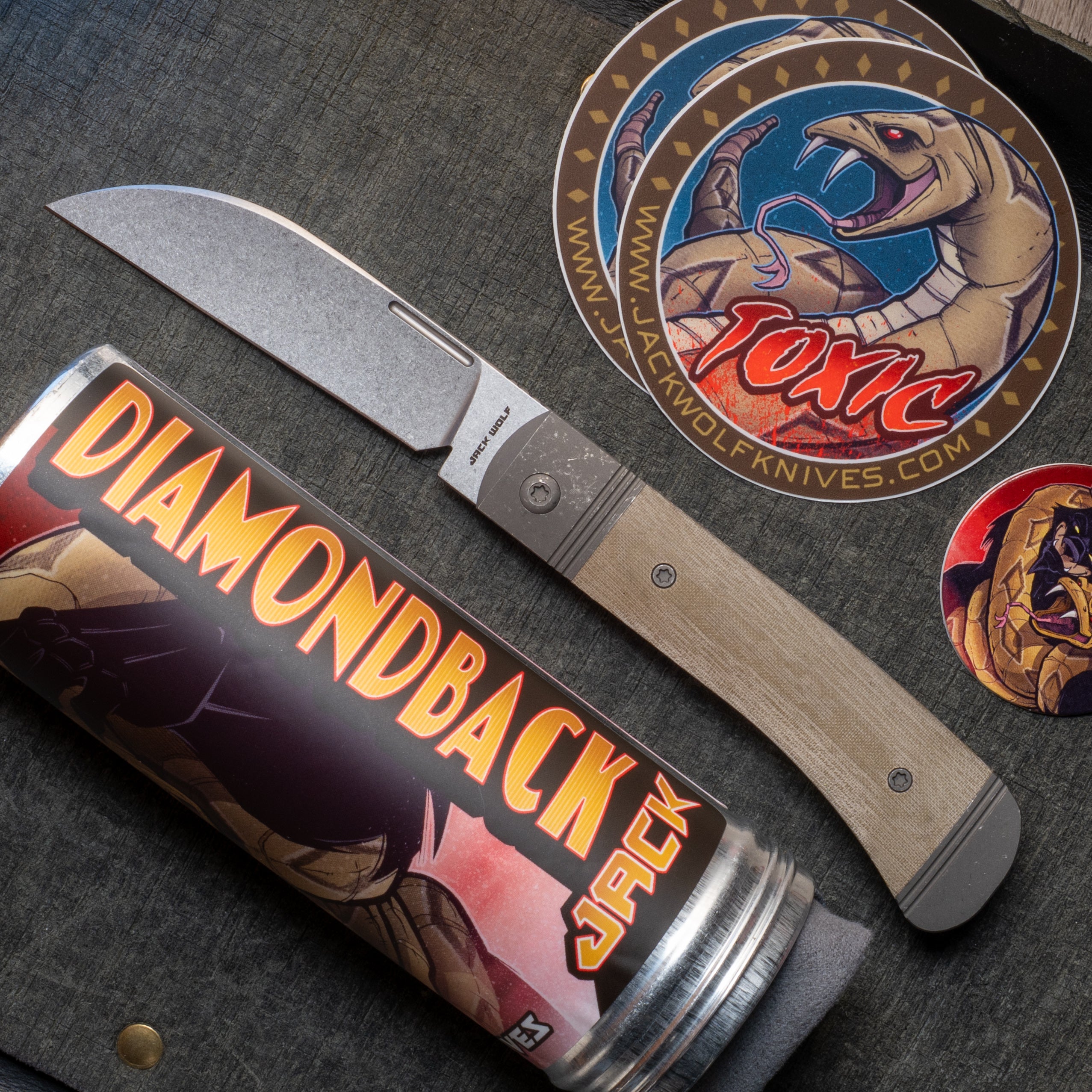 Diamondback Jack - Green Linen Micarta Stonewash