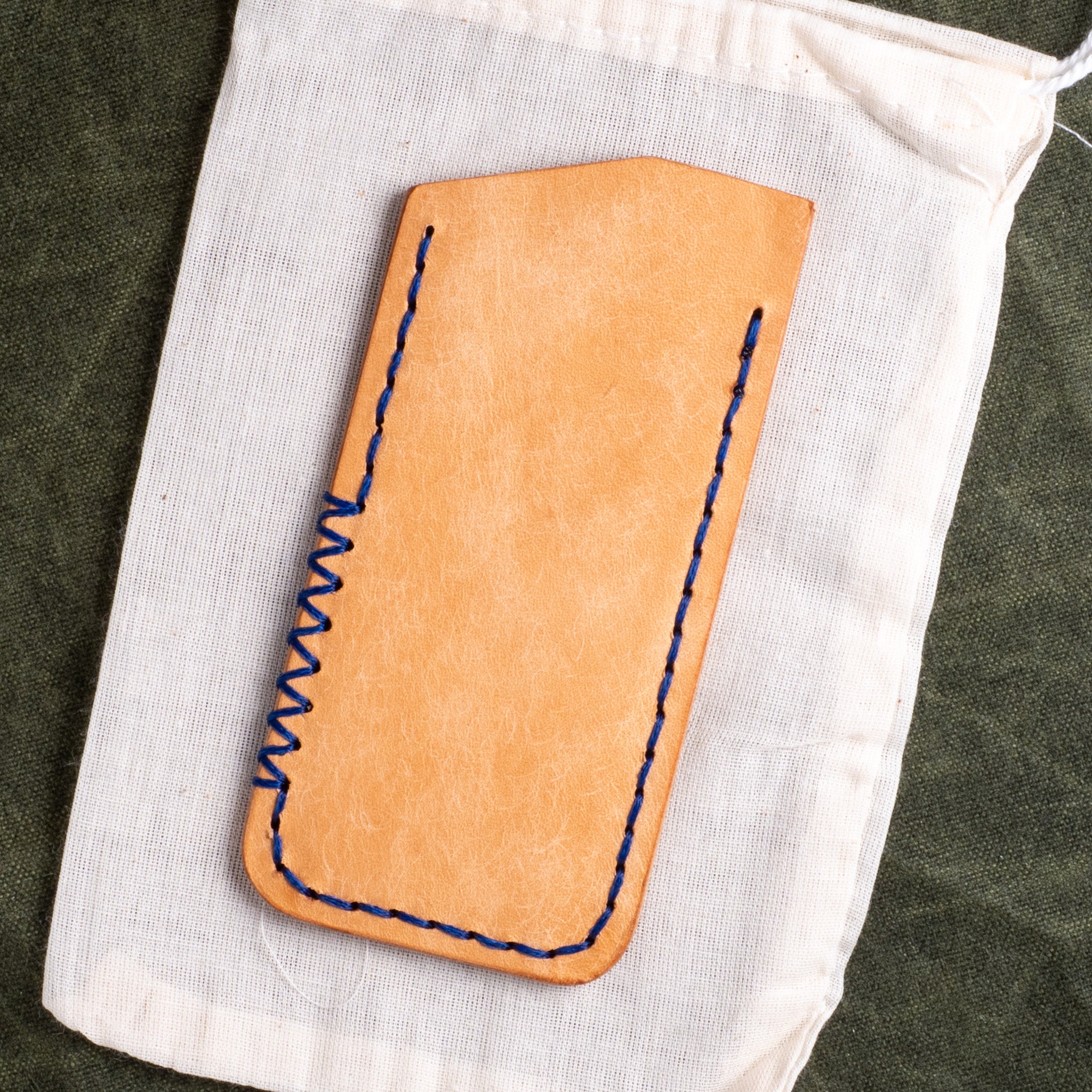 Northwoods Leatherworks Slip - Natural Pueblo Blue Thread