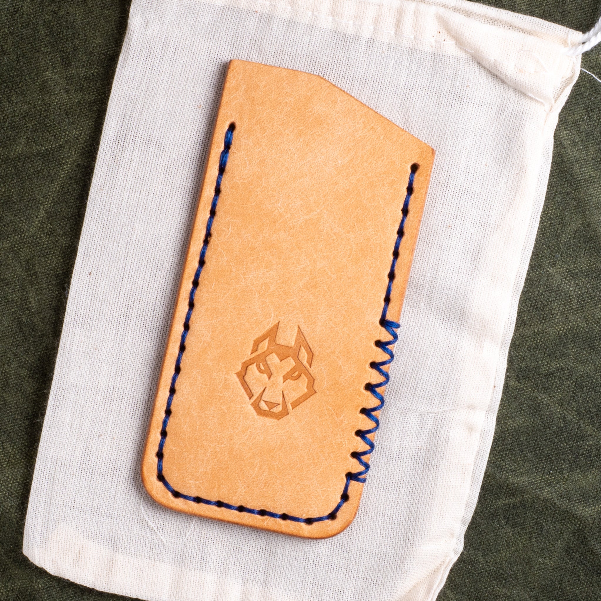 Northwoods Leatherworks Slip - Natural Pueblo Blue Thread