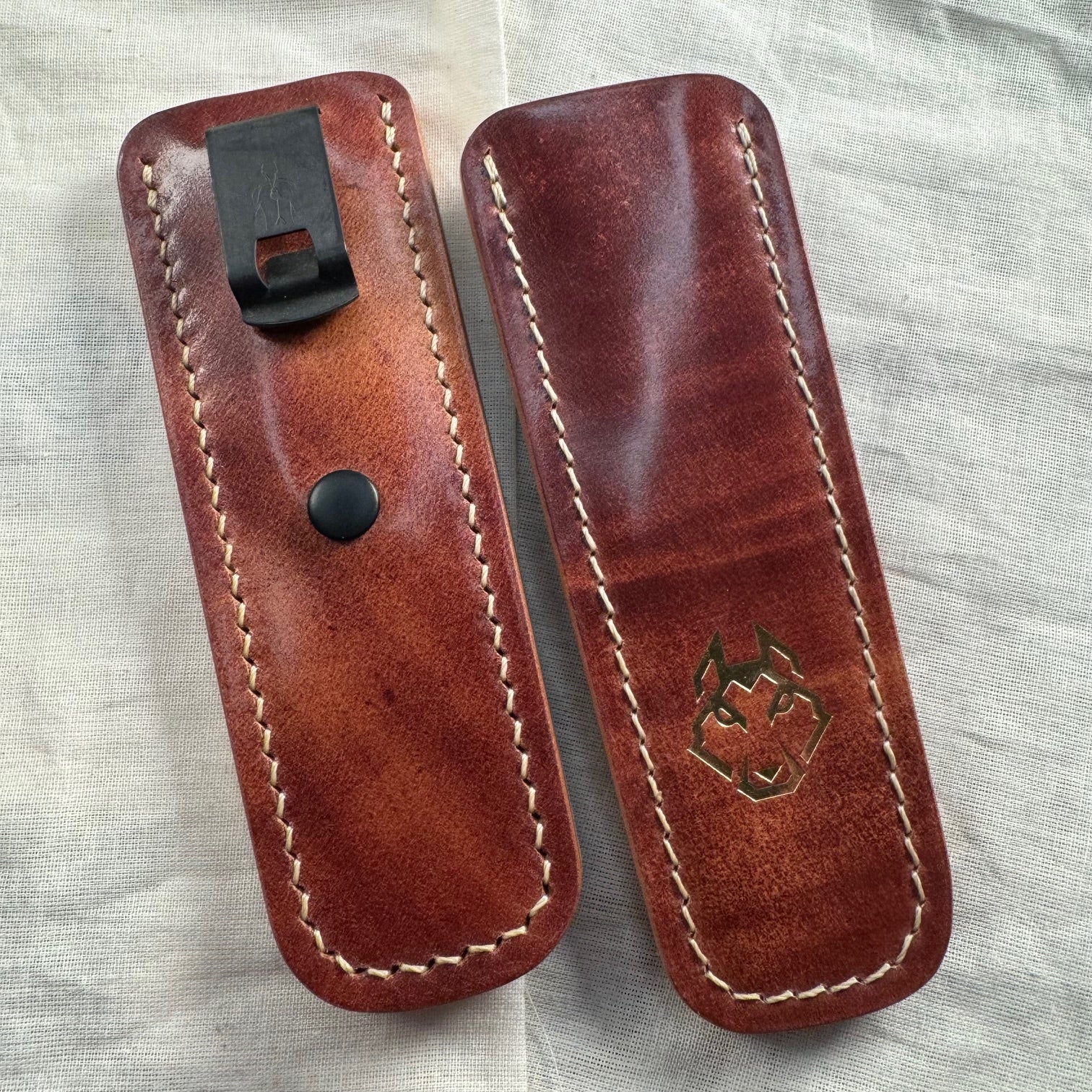 Taylor Cortes Premium Clip Slip - Marble Burgundy Shell Cordovan Gold Thread