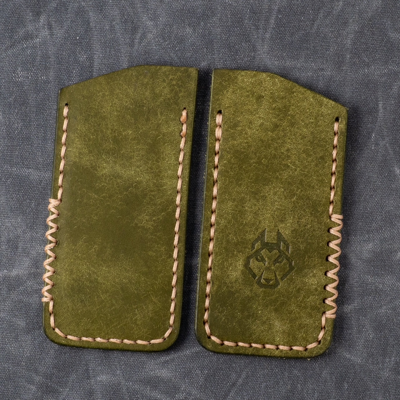 Northwoods Leatherworks Slip - Olive Pueblo Beige Thread