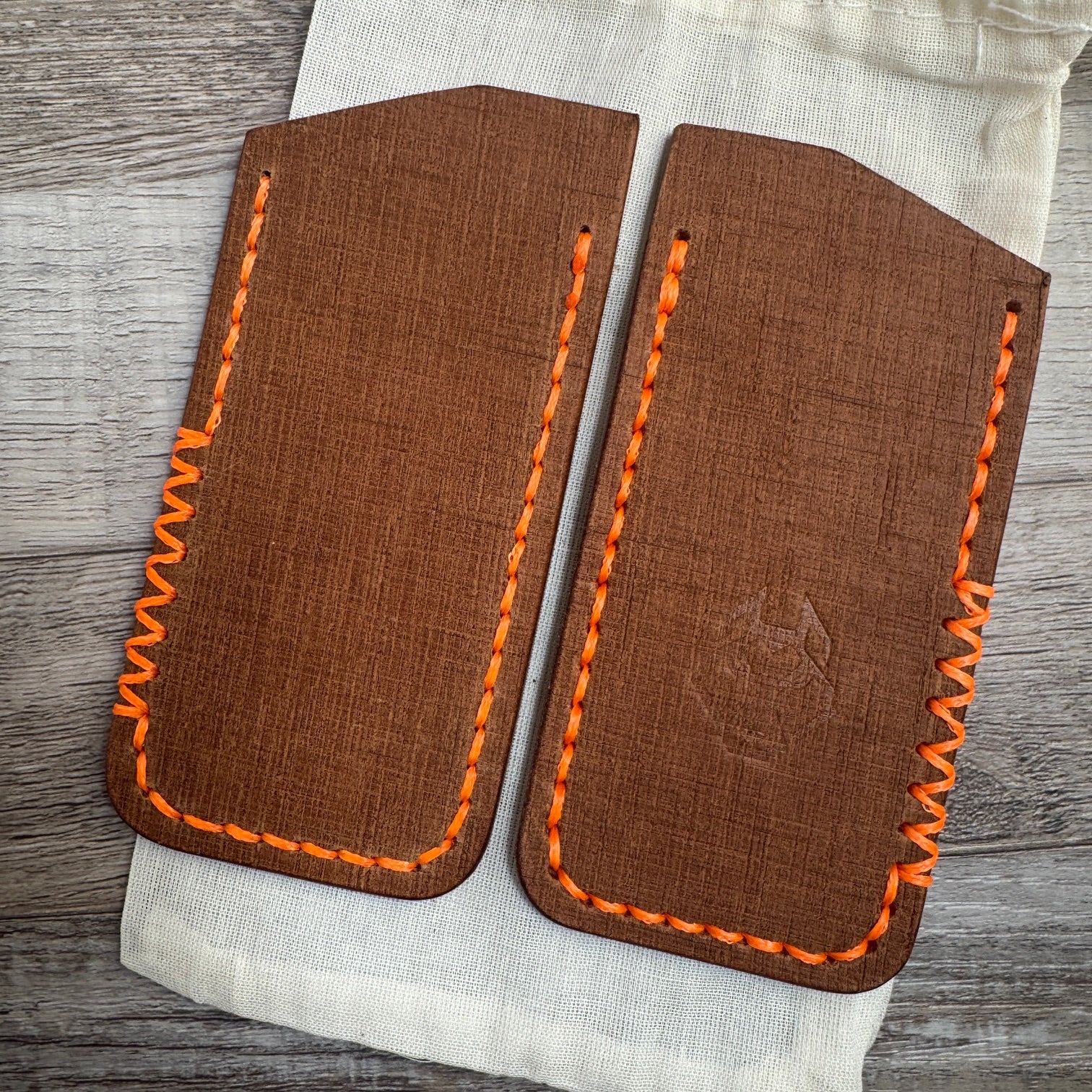 Northwoods Leatherworks Slip - Whisky Grid Orange Thread