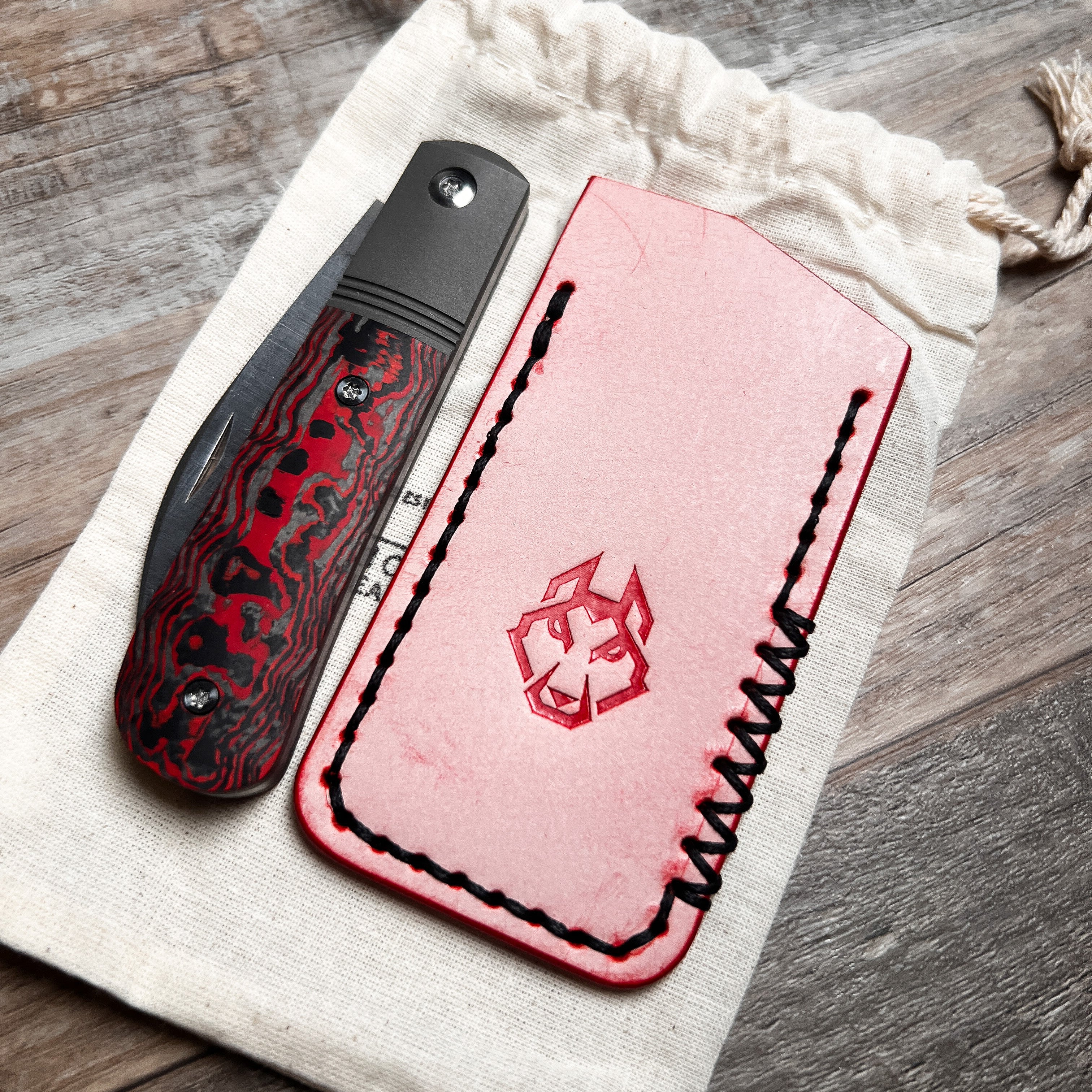 Northwoods Leatherworks Slip - Red Ghost Leather Buttero Black Thread