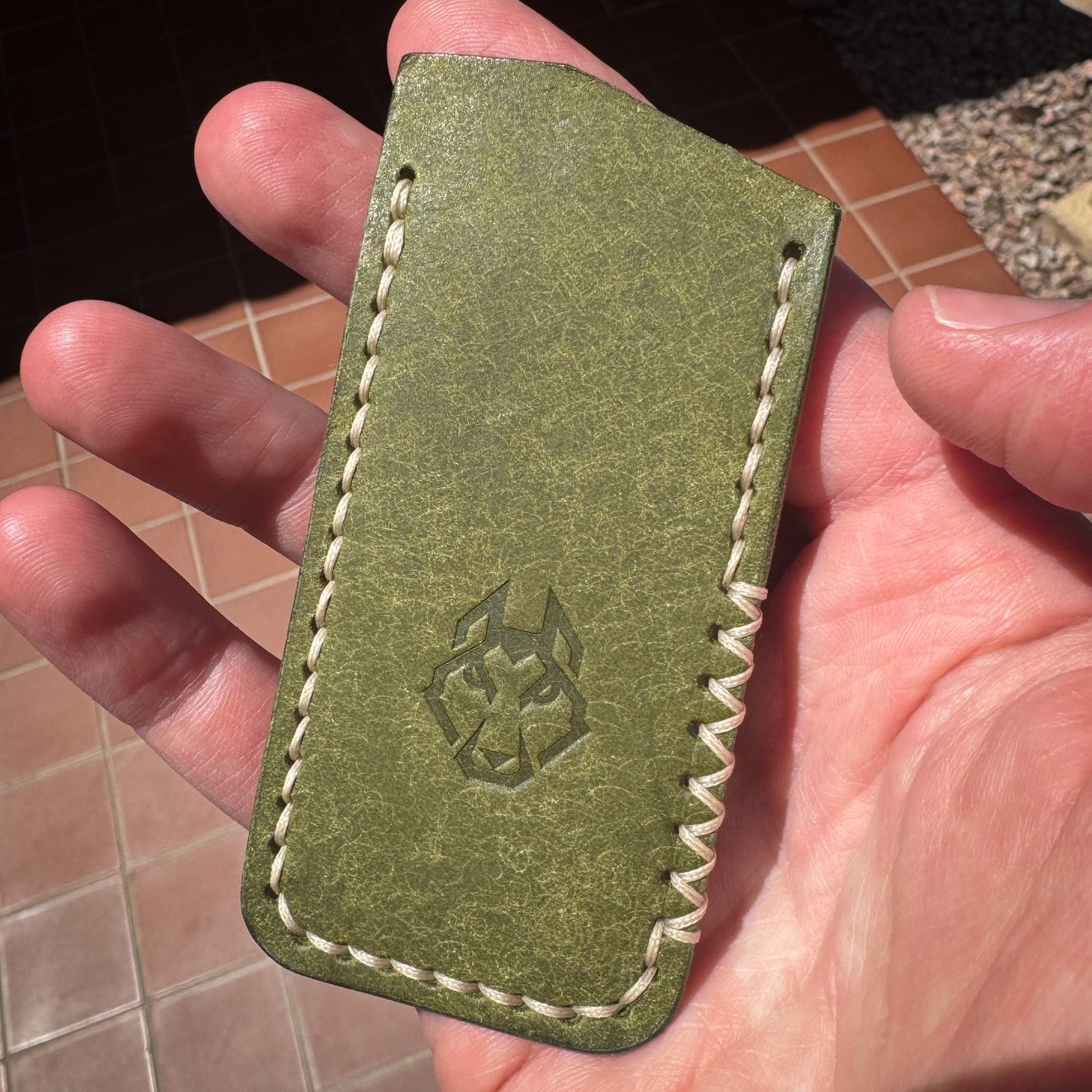 Northwoods Leatherworks Slip - Olive Pueblo Beige Thread