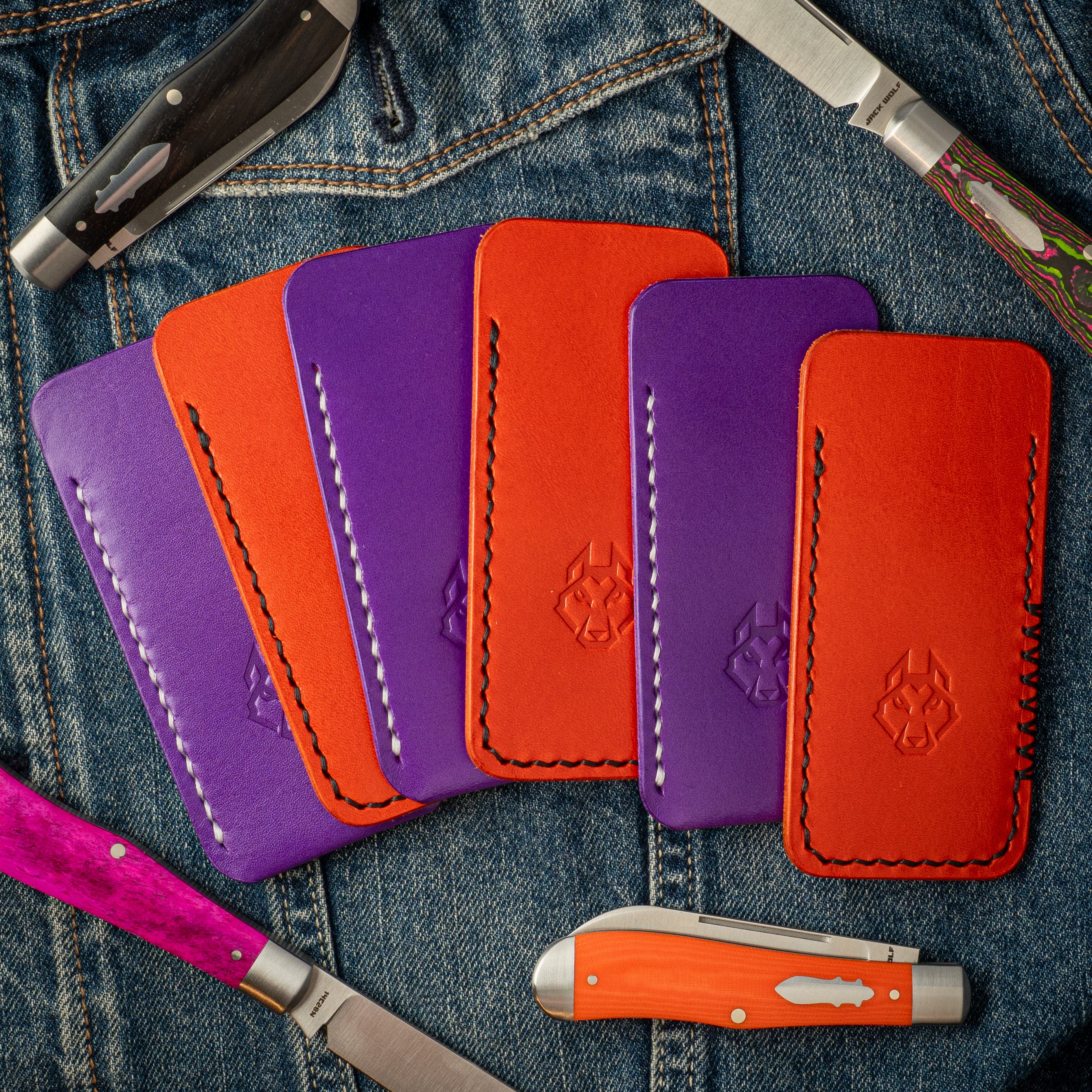 Northwoods Leatherworks Slip - Ultra Violet Gaucho Oil White Thread